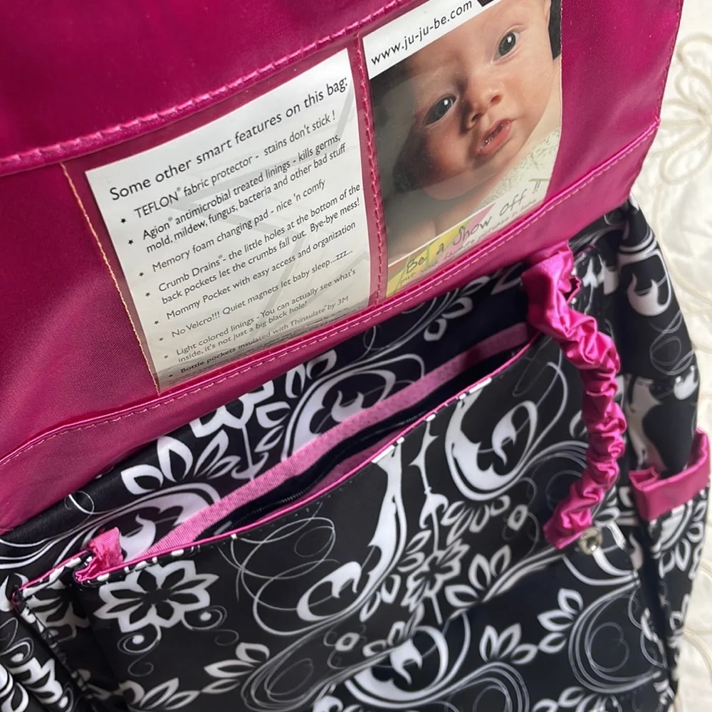 NWT Ju-Ju-Be B.F.F. Shadow Waltz PackaBe Teflon floral baby diaper smart bag